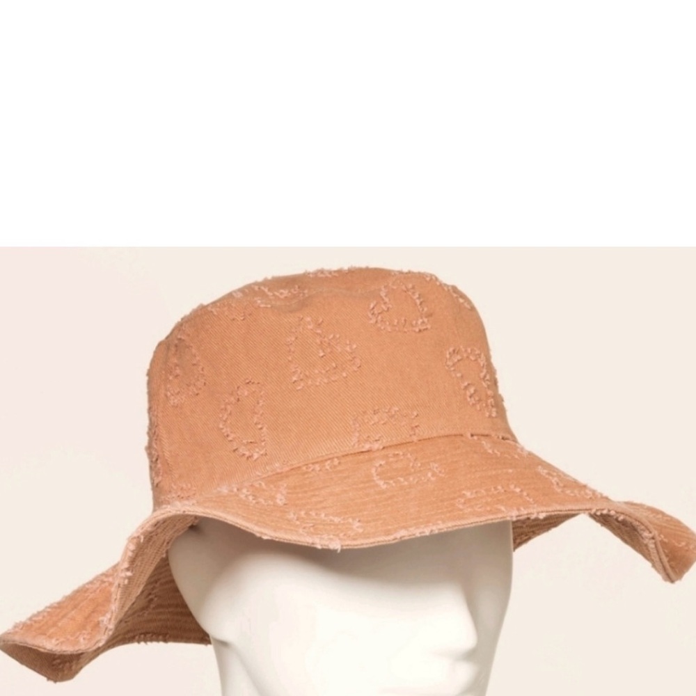 Wild Fable Distressed Floppy Bucket Hat with Heart Detail OSFM